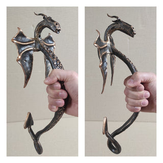 Large Hand Forged Dragon Door Handle: Metal Barn Door Hardware