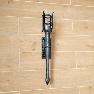 Hand Forged Wrought Iron Wall Sconce: Medieval Viking Torch Lantern