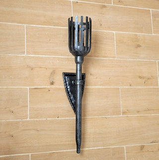 Hand Forged Wrought Iron Wall Sconce: Medieval Viking Torch Lamp