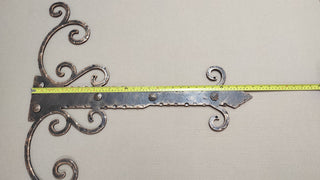 Hand Forged Decorative Door Hinge: Rustic Bronze Patina, 27.95"