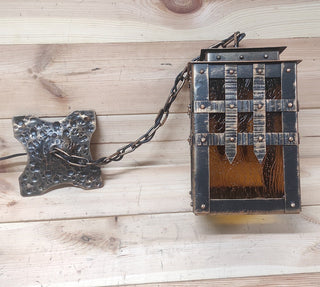 Handmade Forged Medieval Lantern: Rustic Gothic Ceiling Light