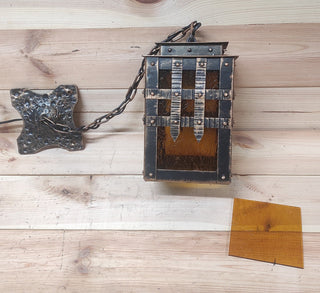 Handmade Forged Medieval Lantern: Rustic Gothic Ceiling Light