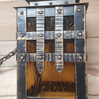 Handmade Forged Medieval Lantern: Rustic Gothic Ceiling Light