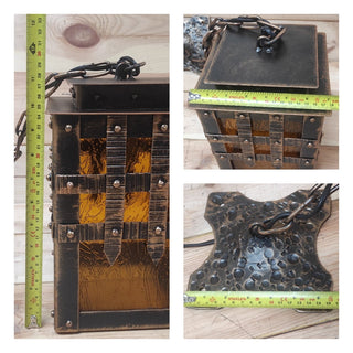 Handmade Forged Medieval Lantern: Rustic Gothic Ceiling Light