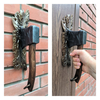 Handmade Axe Door Handle: Metal Barn Door Pull