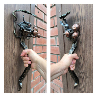 Handmade Metal Bunny Door Handle: Rustic Home or Garden Decor