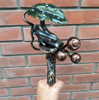 Handmade Metal Bunny Door Handle: Rustic Home or Garden Decor