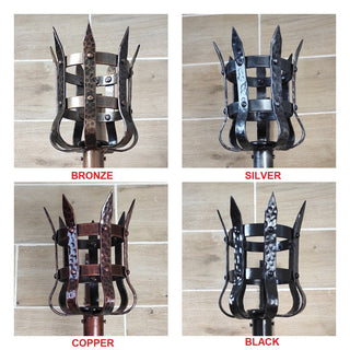 Wrought Iron Double Torch Wall Sconce: Medieval Viking Lantern