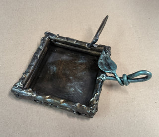 Handmade Forged Iron Ashtray: Metal Sculpture, Art Decor