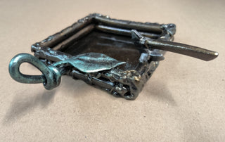 Handmade Forged Iron Ashtray: Metal Sculpture, Art Decor