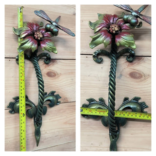 Hand Forged Flower Door Handle: Wrought Iron Barn Decor