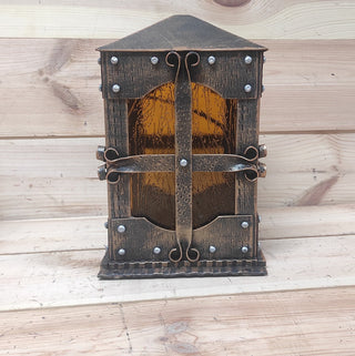 Metal and Glass Lantern, Lantern House, Floor lamp, gate light, exterior lights, handmade metal lamp, Medieval lantern