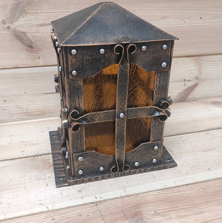 Metal and Glass Lantern, Lantern House, Floor lamp, gate light, exterior lights, handmade metal lamp, Medieval lantern