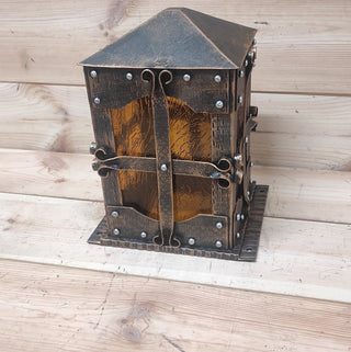 Metal and Glass Lantern, Lantern House, Floor lamp, gate light, exterior lights, handmade metal lamp, Medieval lantern