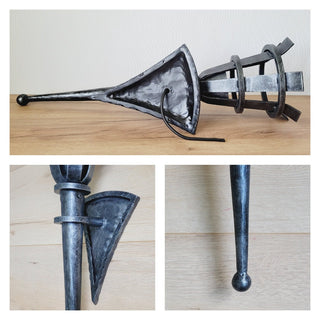 Hand Forged Wrought Iron Wall Sconce: Medieval Viking Torch Lantern