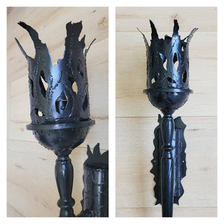 Handmade Metal Torch Wall Sconce: Gothic Medieval Lighting