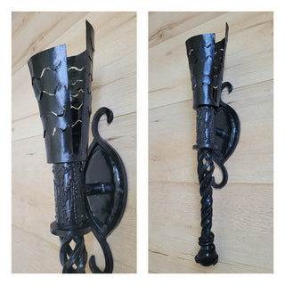 Handmade Metal Torch Wall Sconce: Gothic Medieval Lighting