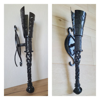 Handmade Metal Torch Wall Sconce: Gothic Medieval Lighting