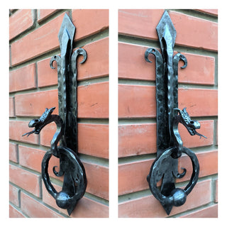 Hand Forged Dragon Door Knocker: Medieval Style Metal Decor