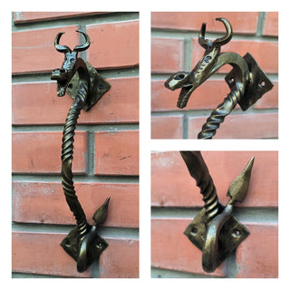 Dragon door handle, door handle, metal handle, hand forged handle, barn door handle, door decor, wrought hardware, metal forged handle