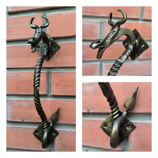 Hand Forged Dragon Door Handle: Wrought Iron Barn Door Decor