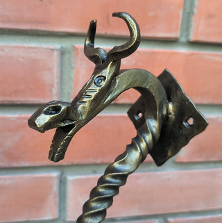 Dragon door handle, door handle, metal handle, hand forged handle, barn door handle, door decor, wrought hardware, metal forged handle