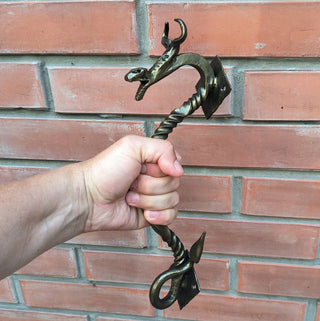 Hand Forged Dragon Door Handle: Wrought Iron Barn Door Decor