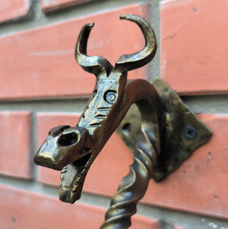 Hand Forged Dragon Door Handle: Wrought Iron Barn Door Decor