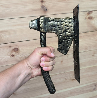 Forged Iron Axe Door Handle: Viking Barn Door Pull