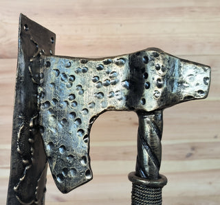 Forged Iron Axe Door Handle: Viking Barn Door Pull