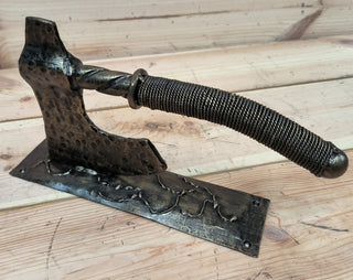 Forged Iron Axe Door Handle: Viking Barn Door Pull