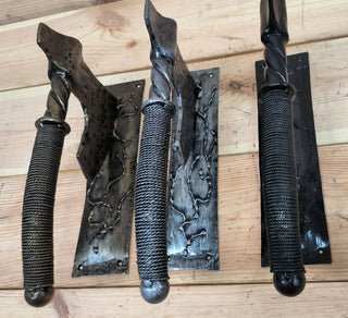 Forged Iron Axe Door Handle: Viking Barn Door Pull
