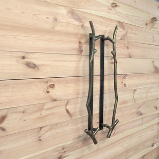 Forged Branch Door Handles: Rustic Metal Barn Door Pulls (Pair)