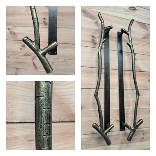 Forged Branch Door Handles: Rustic Metal Barn Door Pulls (Pair)