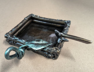 Handmade Forged Iron Ashtray: Metal Sculpture, Art Decor