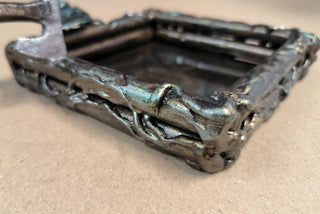 Handmade Forged Iron Ashtray: Metal Sculpture, Art Decor