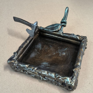 Handmade Forged Iron Ashtray: Metal Sculpture, Art Decor