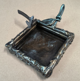 Handmade Forged Iron Ashtray: Metal Sculpture, Art Decor