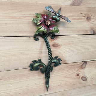 Hand Forged Flower Door Handle: Wrought Iron Barn Decor
