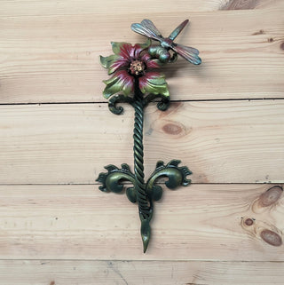 Hand Forged Flower Door Handle: Wrought Iron Barn Decor