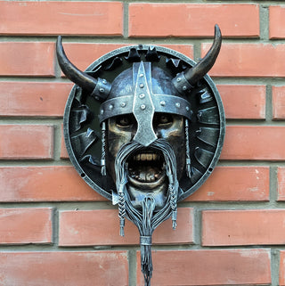 Handmade Metal Viking Warrior Wall Panel - Unique Home Decor
