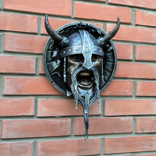 Handmade Metal Viking Warrior Wall Panel - Unique Home Decor