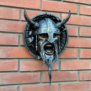Handmade Metal Viking Warrior Wall Panel - Unique Home Decor