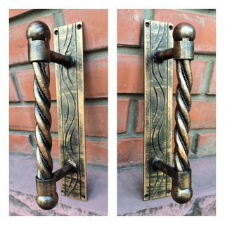 Front Door handle, Hand forged handle, Metal handle, Barn door handle, Door decor, Wrought hardware, Metal forged handle