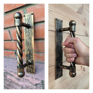 Hand Forged Steel Door Handle: Wrought Iron Barn Door Decor