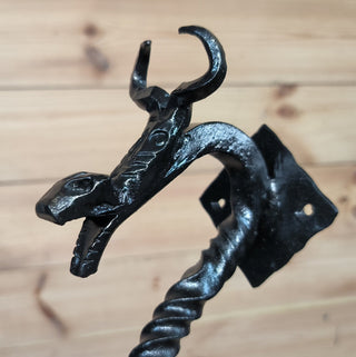 Dragon door handle, door handle, metal handle, hand forged handle, barn door handle, door decor, wrought hardware, metal forged handle