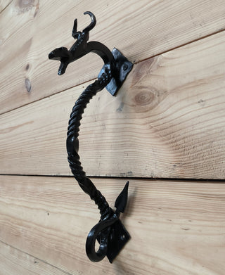 Hand Forged Dragon Door Handle: Wrought Iron Barn Door Decor