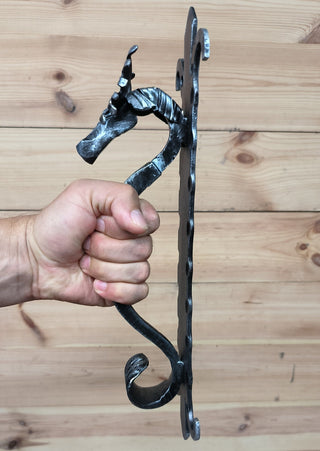 Handmade Metal Moose Door Handle: Rustic Barn Door Pull