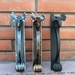 Handmade Metal Moose Door Handle: Rustic Barn Door Pull, available in 3 finishes