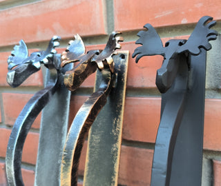 Handmade Metal Moose Door Handle: Rustic Barn Door Pull, available in 3 finishes